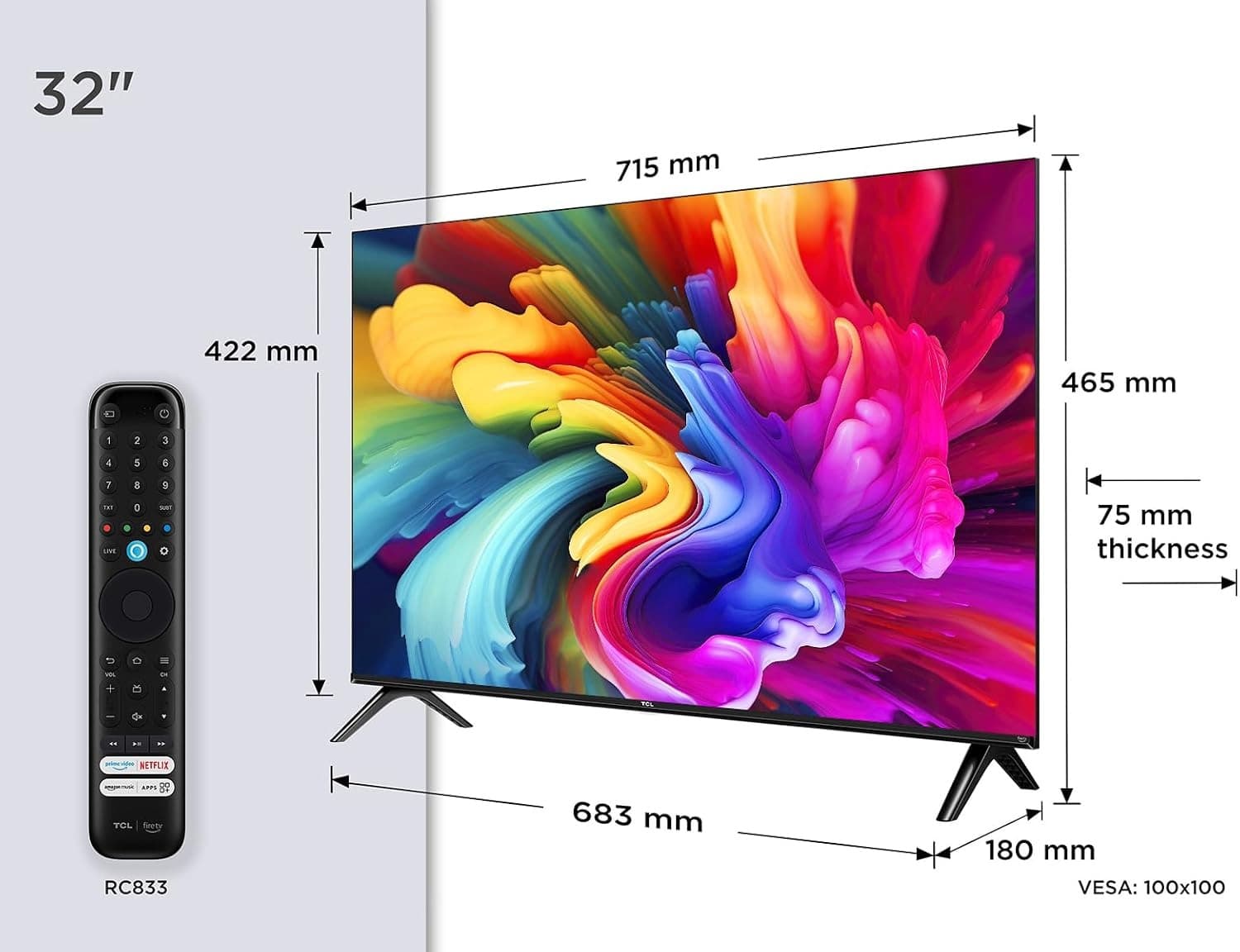 Medidas de un televisor de 32 pulgadas y separación entre patas